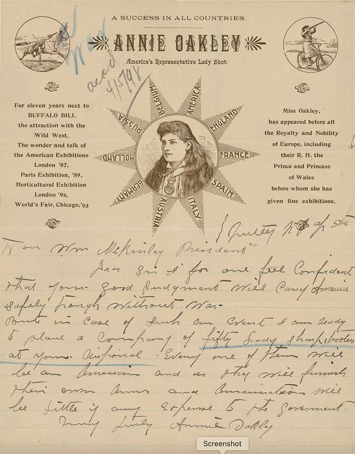 Annie Oakley's letter