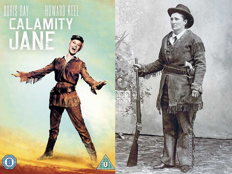 movie poster and 1880s photo of Calamity Jane